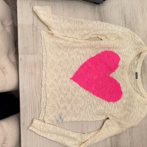 Charlotte Russe Cream Sweater with Pink Heart